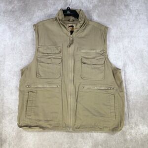 Humvee Vest Men XXL Khaki Cotton Blend Multi Pockets Fishing Hunting Outdoor